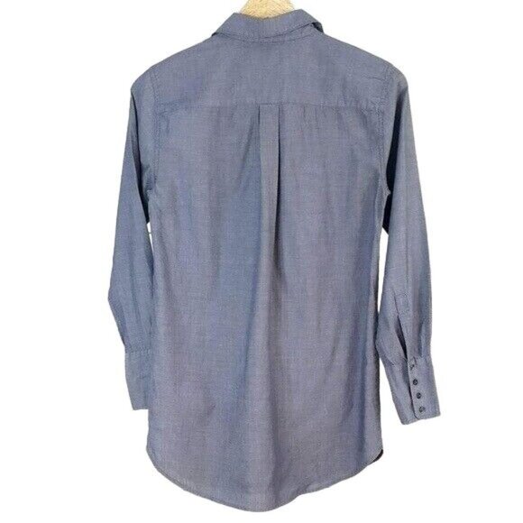 J. Crew Smock Top Gray Size Small Pleated Bib Long Sleeve Cuffs Button Pullover - Picture 4 of 6